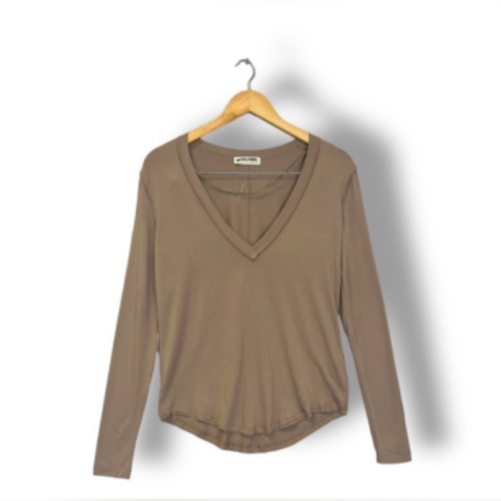 Free People V-Neck Long Sleeve Top